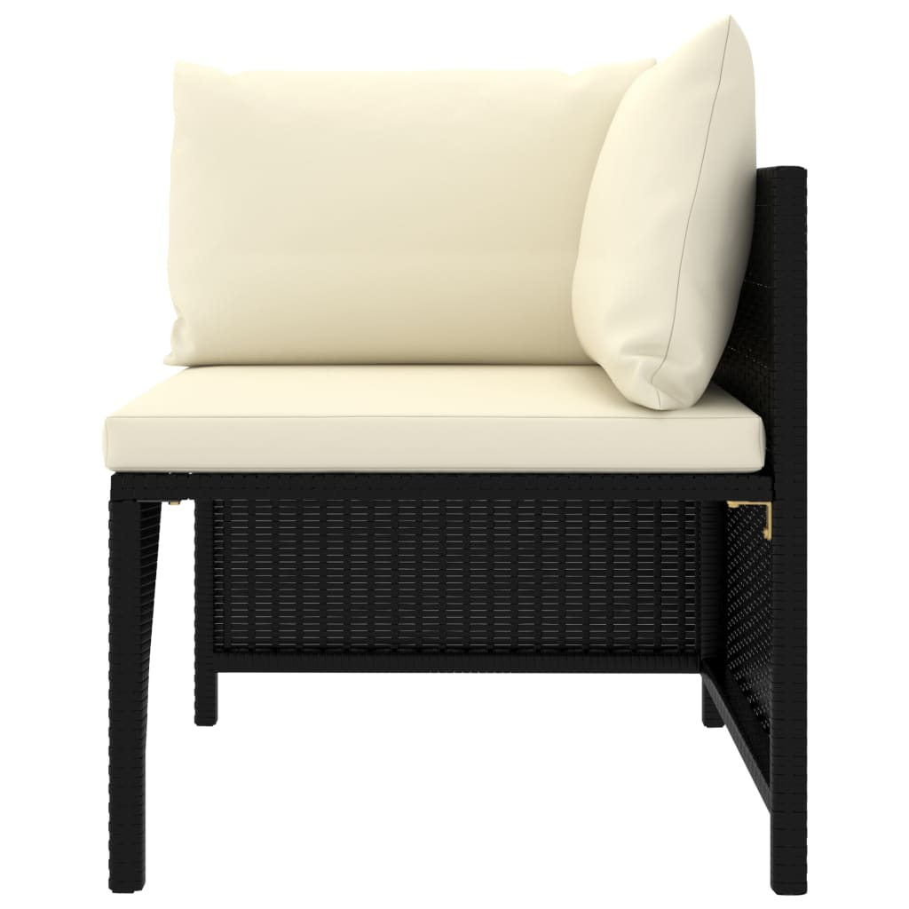 Set mobilier de grădină cu perne, 10 piese, negru, poliratan GartenMobel Dekor