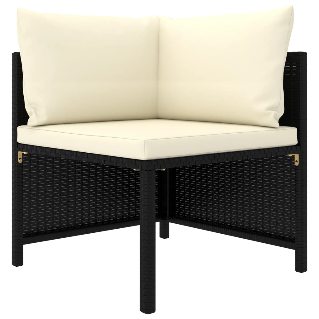 Set mobilier de grădină cu perne, 10 piese, negru, poliratan GartenMobel Dekor