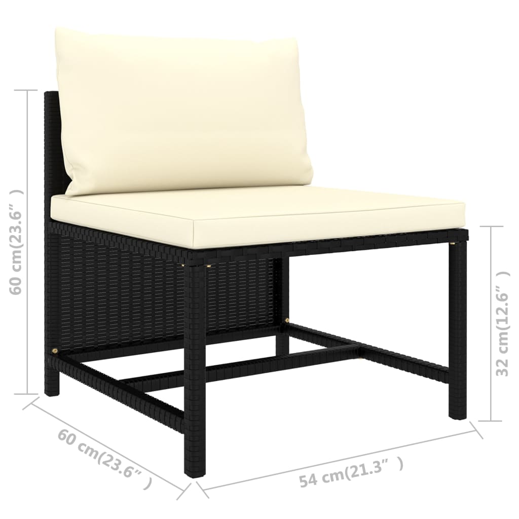 Set mobilier de grădină cu perne, 10 piese, negru, poliratan GartenMobel Dekor