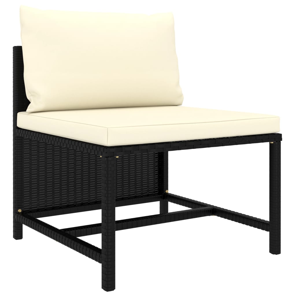 Set mobilier de grădină cu perne, 10 piese, negru, poliratan GartenMobel Dekor
