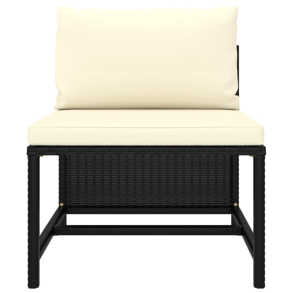 Set mobilier de grădină cu perne, 10 piese, negru, poliratan GartenMobel Dekor