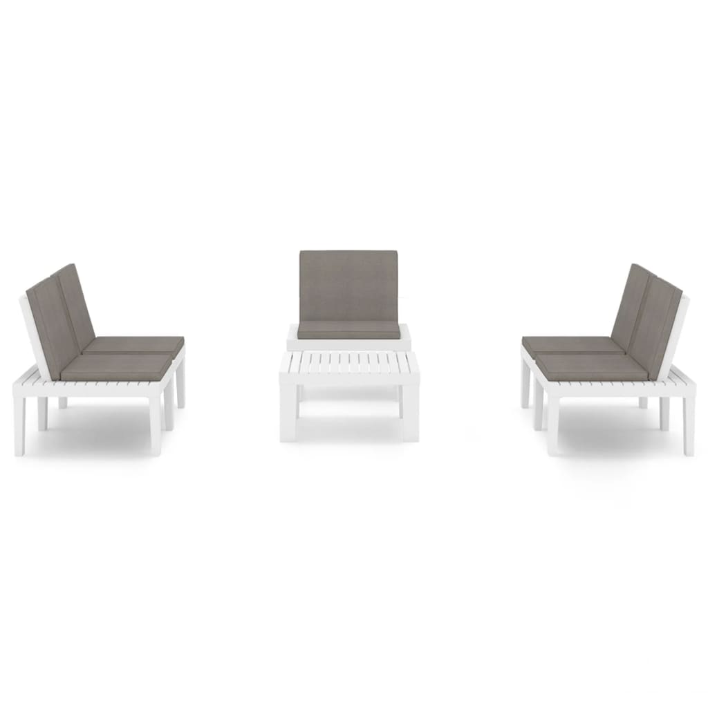 Set mobilier de grădină cu perne, 4 piese, alb, plastic GartenMobel Dekor