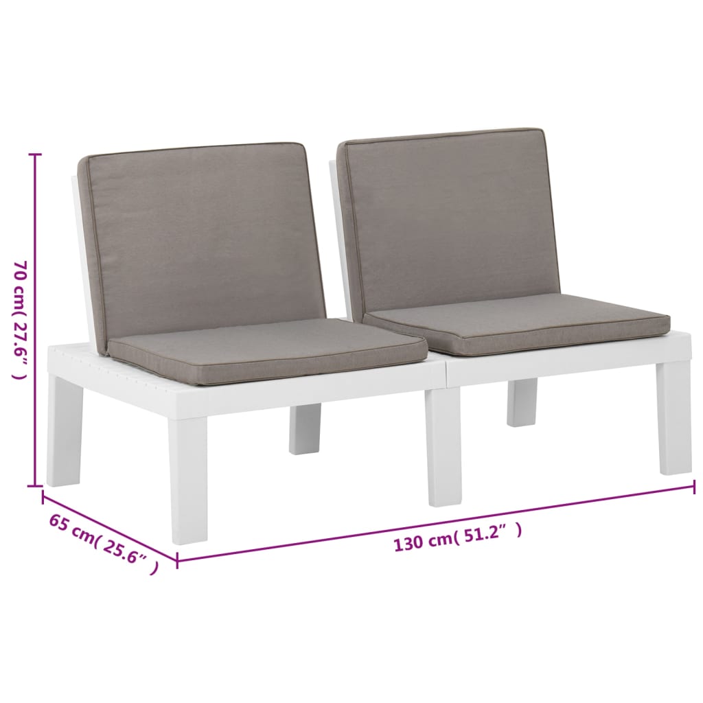 Set mobilier de grădină cu perne, 6 piese, alb, plastic GartenMobel Dekor