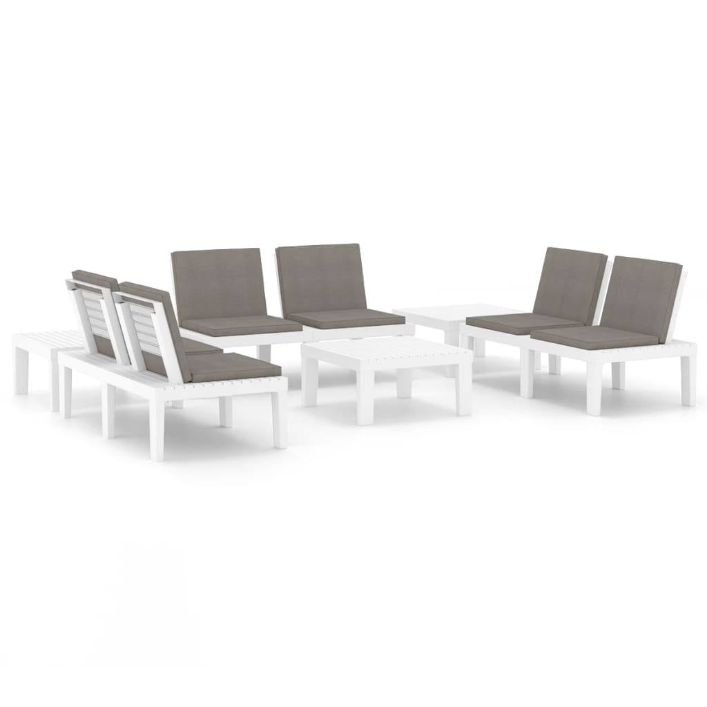 Set mobilier de grădină cu perne, 6 piese, alb, plastic GartenMobel Dekor