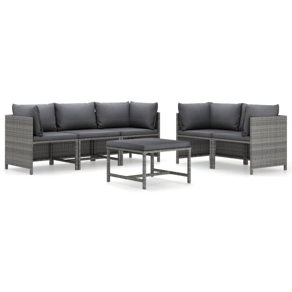 Set mobilier de grădină cu perne, 6 piese, gri, poliratan GartenMobel Dekor