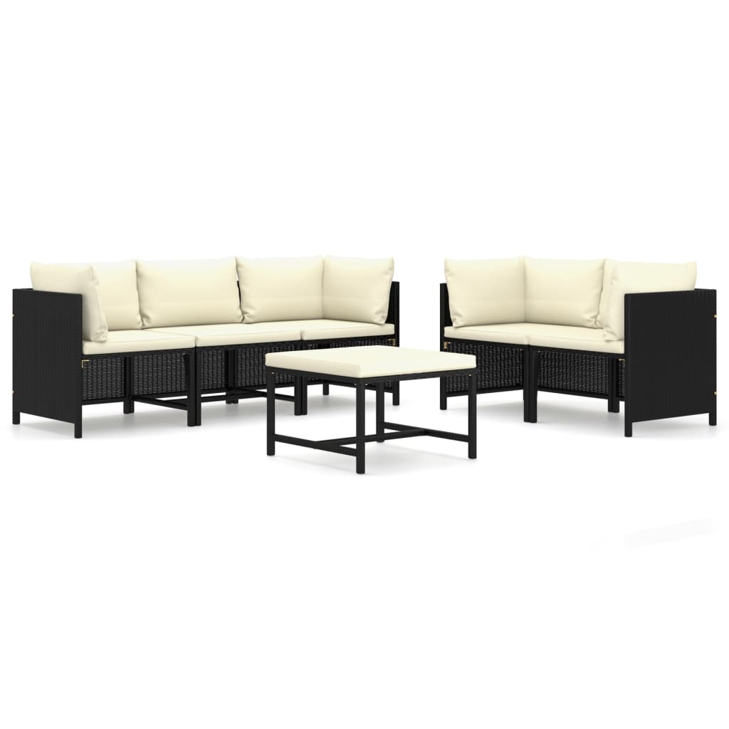Set mobilier de grădină cu perne, 6 piese, negru, poliratan GartenMobel Dekor