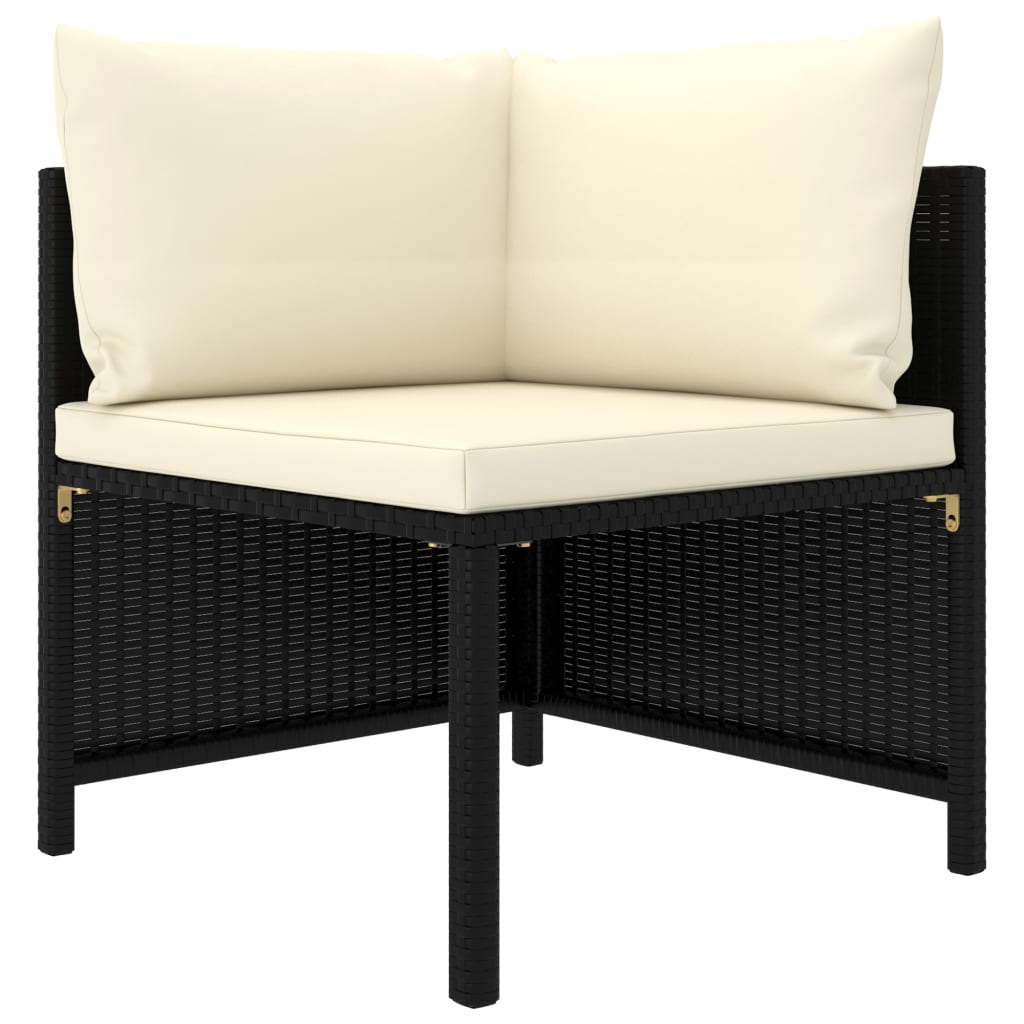 Set mobilier de grădină cu perne, 6 piese, negru, poliratan GartenMobel Dekor