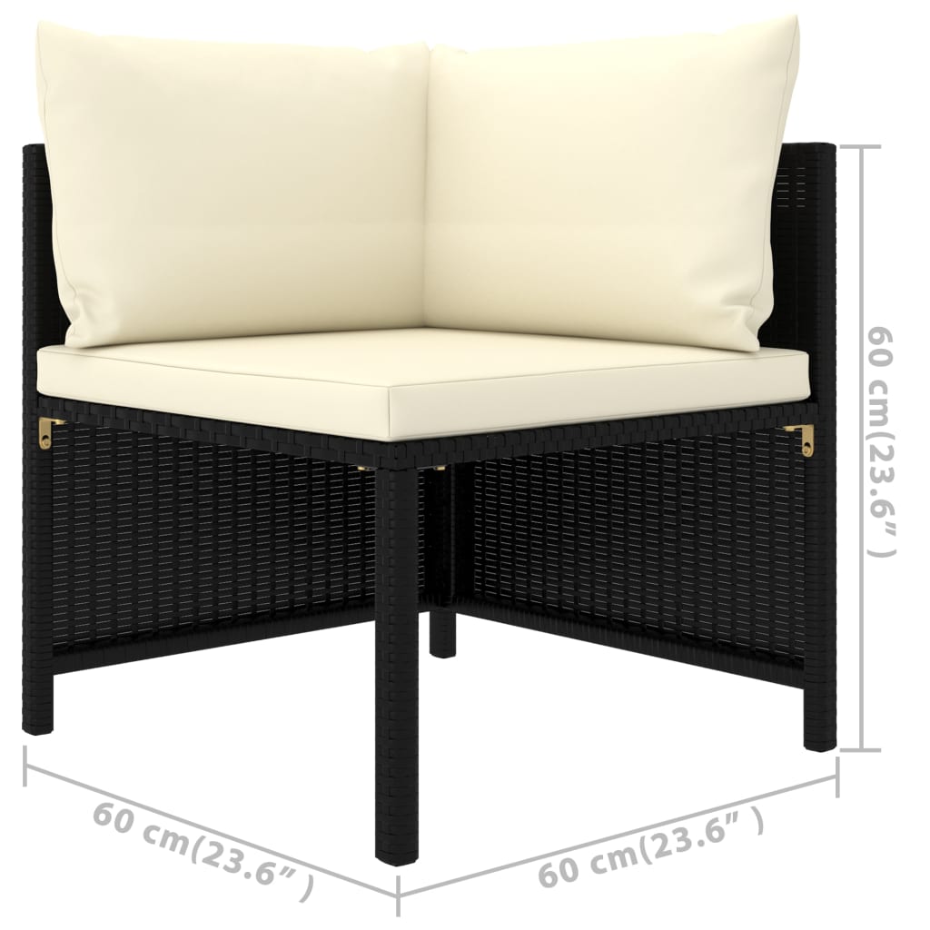 Set mobilier de grădină cu perne, 6 piese, negru, poliratan GartenMobel Dekor
