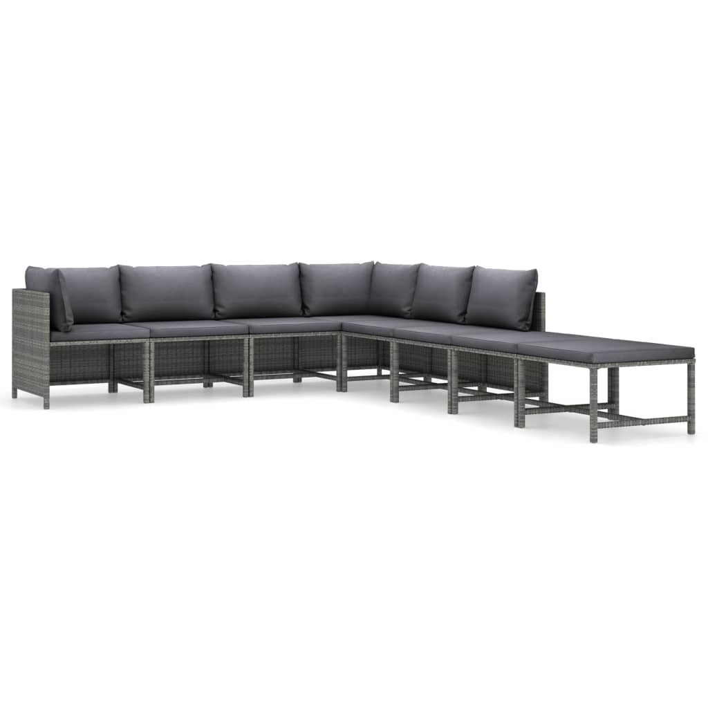 Set mobilier de grădină cu perne, 8 piese, gri, poliratan GartenMobel Dekor