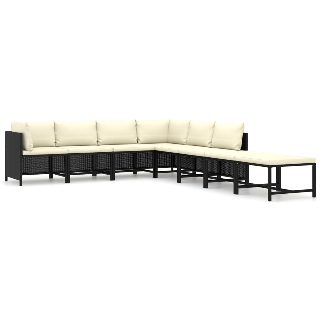 Set mobilier de grădină cu perne, 8 piese, negru, poliratan GartenMobel Dekor