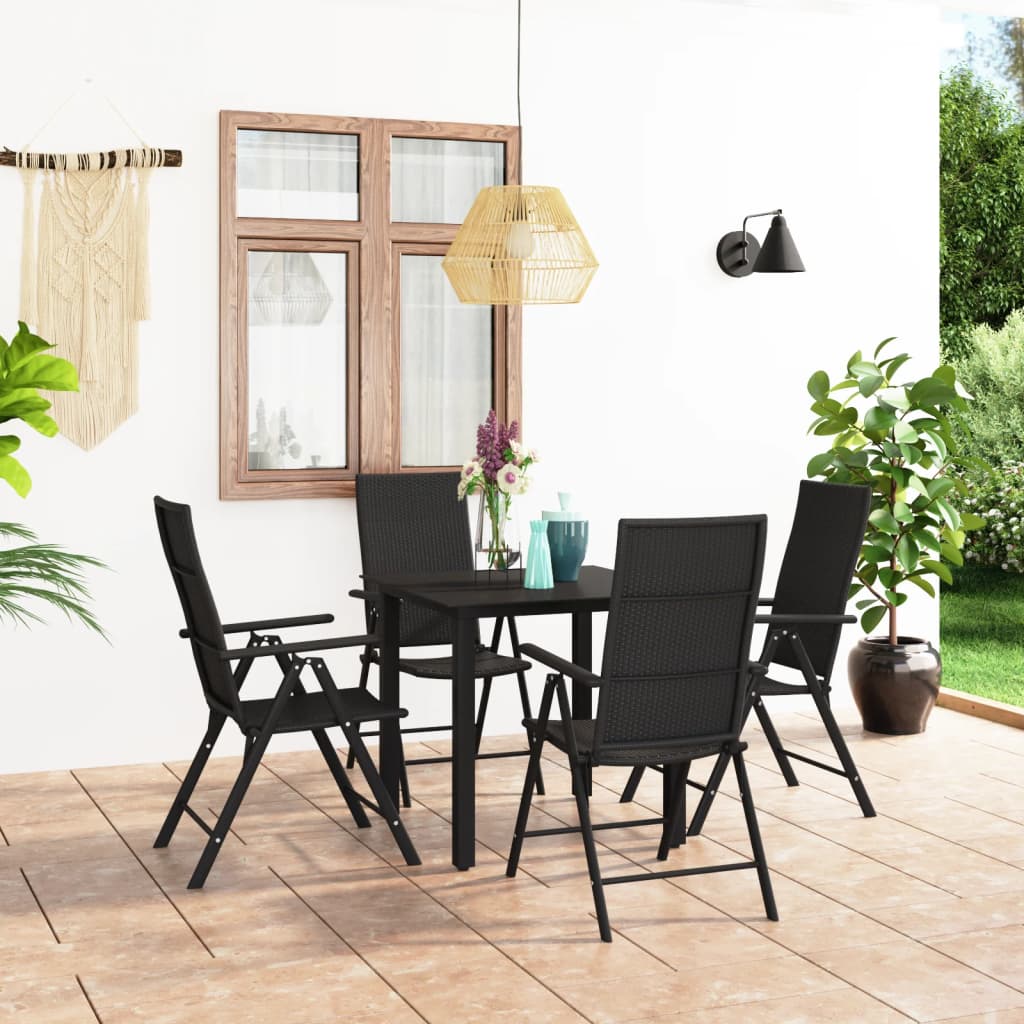 Set de masă pentru grădină, 5 piese, negru GartenMobel Dekor