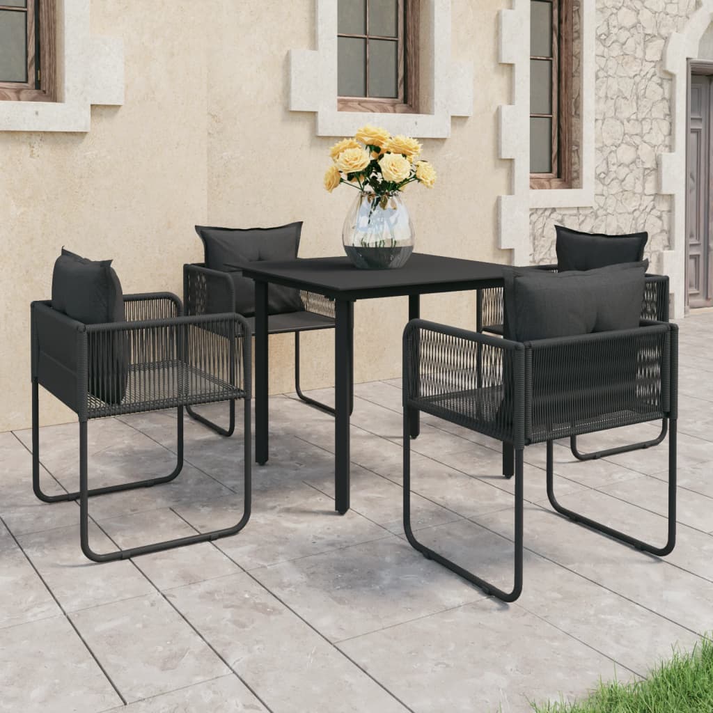 Set mobilier de grădină, 5 piese, negru, ratan PVC GartenMobel Dekor