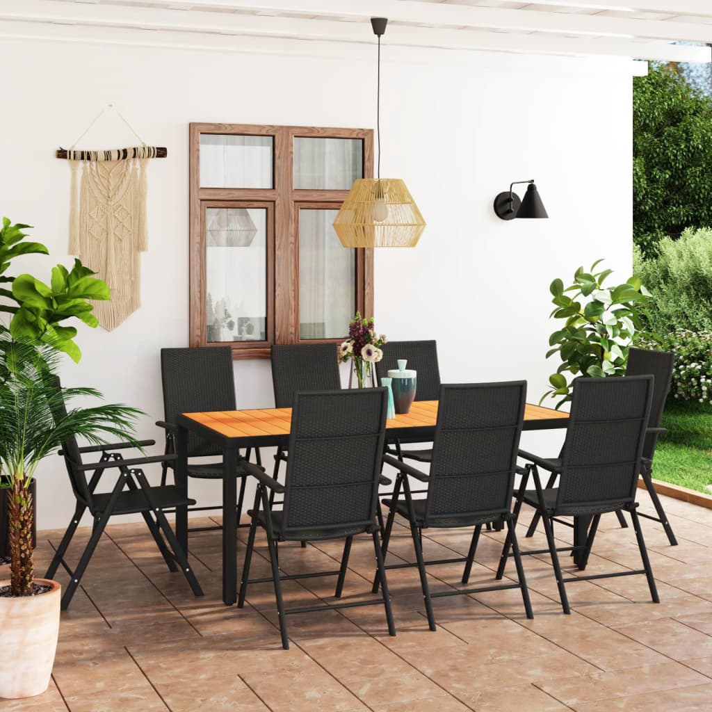 Set mobilier de grădină, 9 piese, negru și maro GartenMobel Dekor