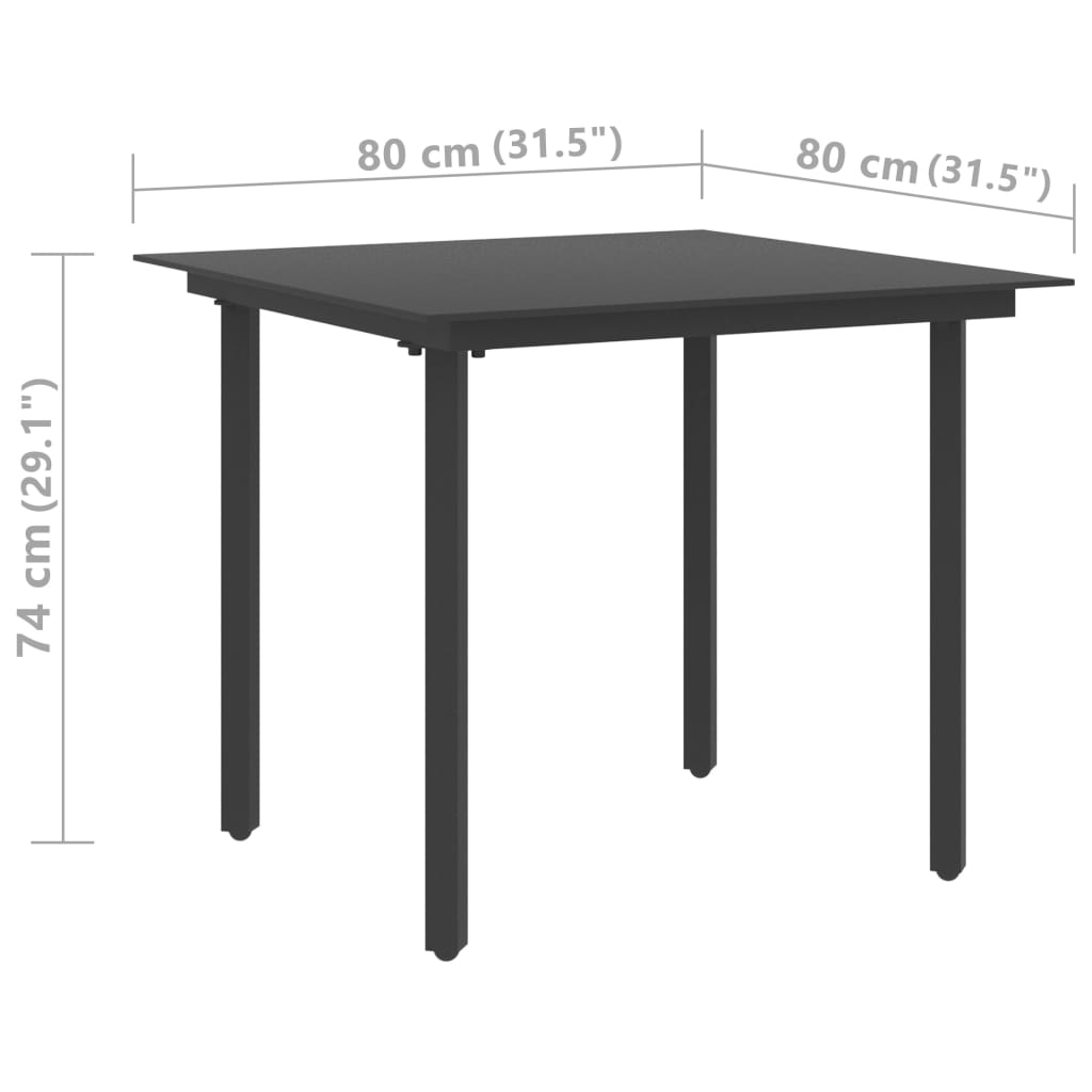 Set mobilier de masă pentru grădină, 3 piese, negru, ratan PVC GartenMobel Dekor