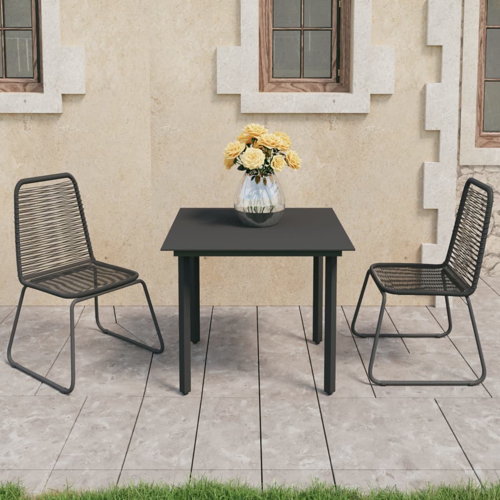 Set mobilier de masă pentru grădină, 3 piese, negru, ratan PVC GartenMobel Dekor