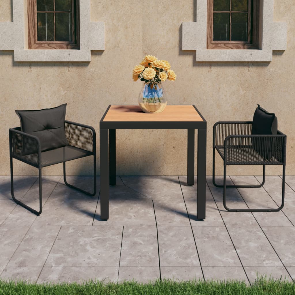 Set mobilier masă de grădină, 3 piese, negru și maro, ratan PVC GartenMobel Dekor