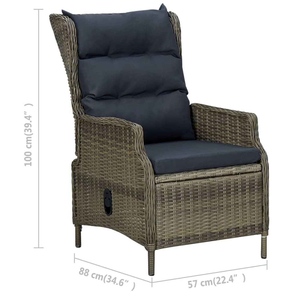 Set mobilier de grădină cu perne, 3 piese, maro, poliratan GartenMobel Dekor