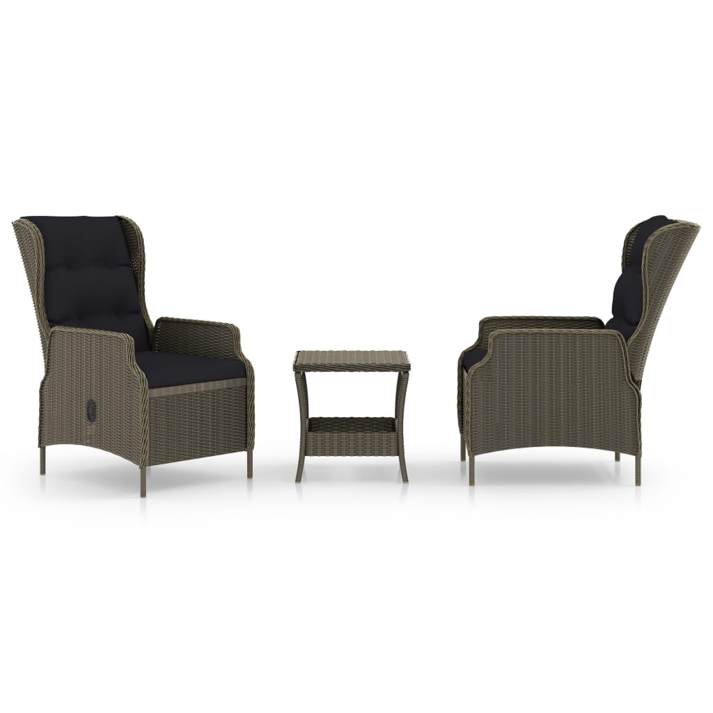Set mobilier de grădină cu perne, 3 piese, maro, poliratan GartenMobel Dekor