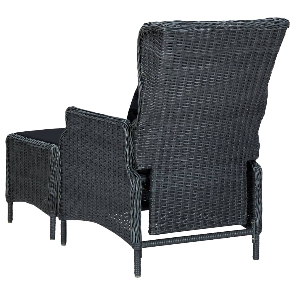 Set mobilier exterior cu perne, 9 piese, gri închis, poliratan GartenMobel Dekor