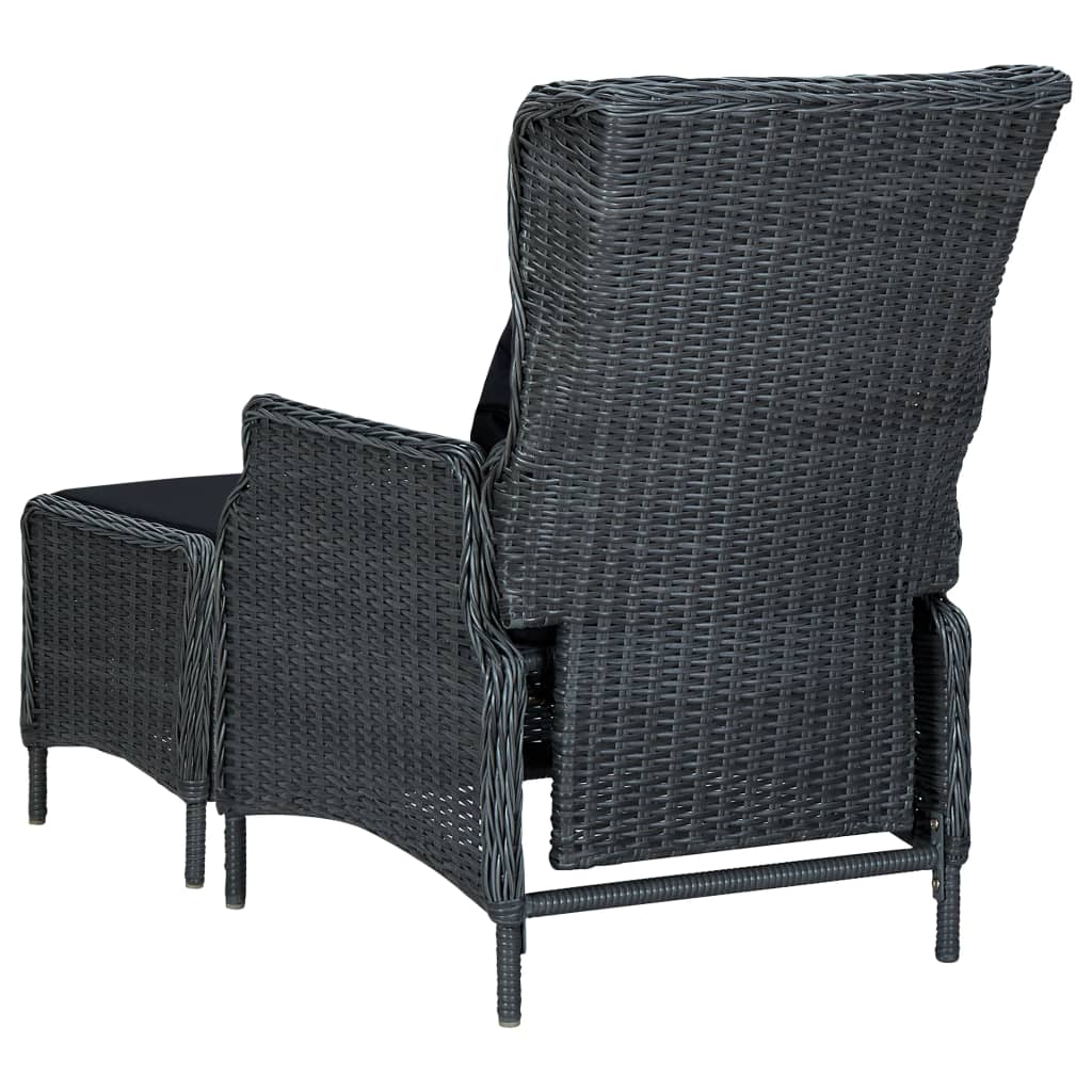 Set mobilier exterior cu perne, 9 piese, gri închis, poliratan GartenMobel Dekor