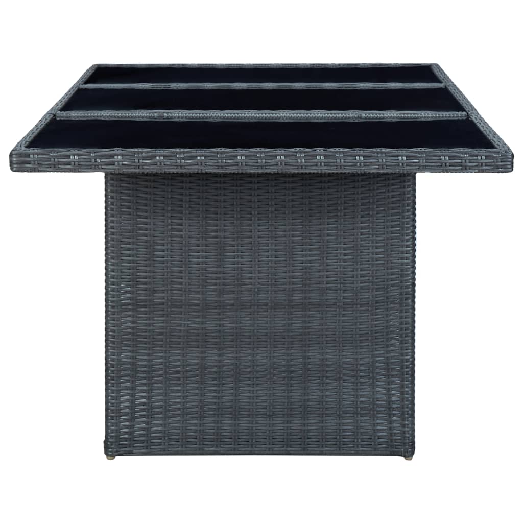 Set mobilier exterior cu perne, 9 piese, gri închis, poliratan GartenMobel Dekor