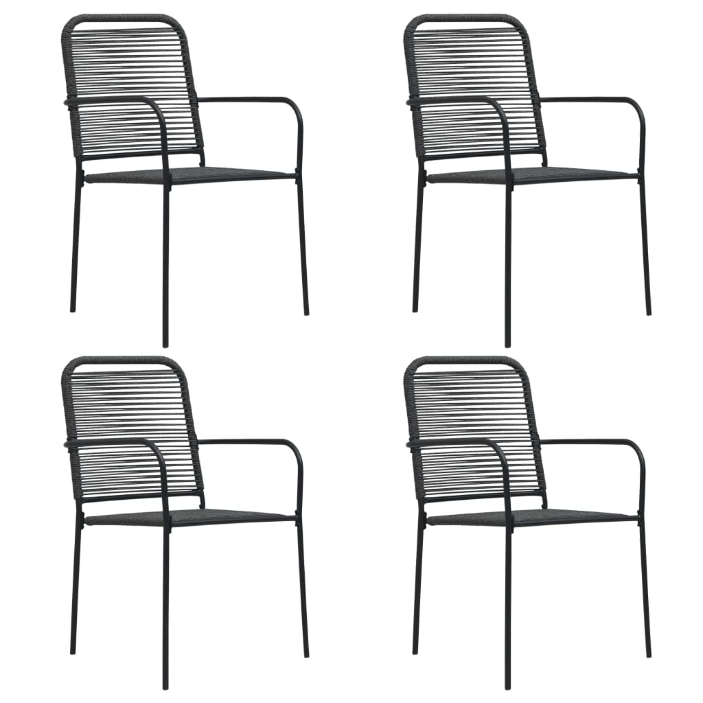 Set mobilier de grădină, 5 piese, negru, sticlă și oțel GartenMobel Dekor