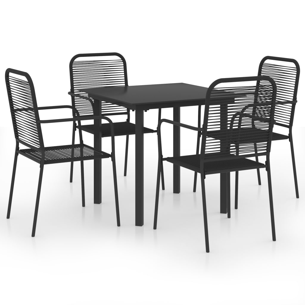 Set mobilier de grădină, 5 piese, negru, sticlă și oțel GartenMobel Dekor