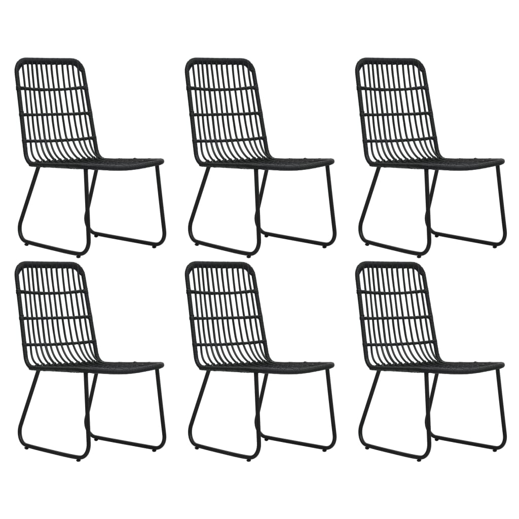 Set mobilier de exterior, 7 piese, negru, poliratan și sticlă GartenMobel Dekor