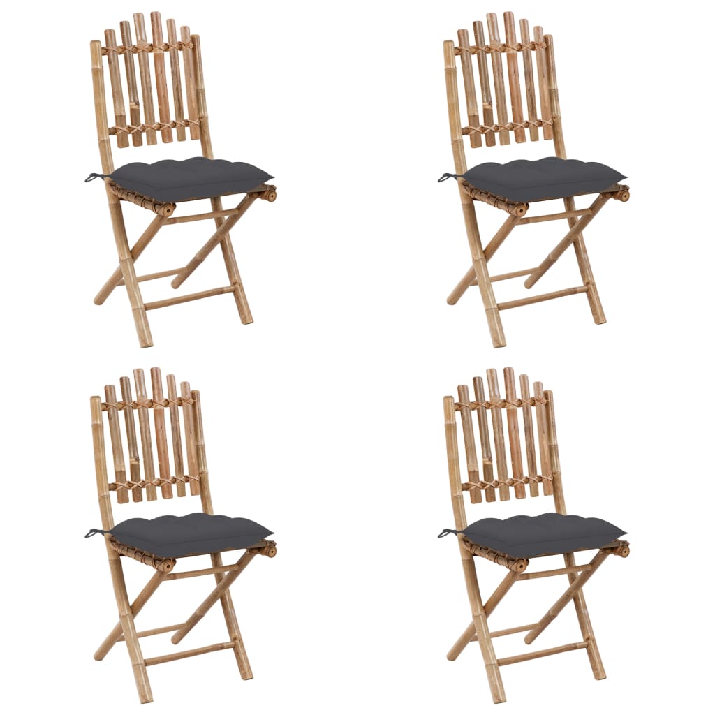 Set mobilier de exterior pliabil, cu perne, 5 piese, bambus GartenMobel Dekor