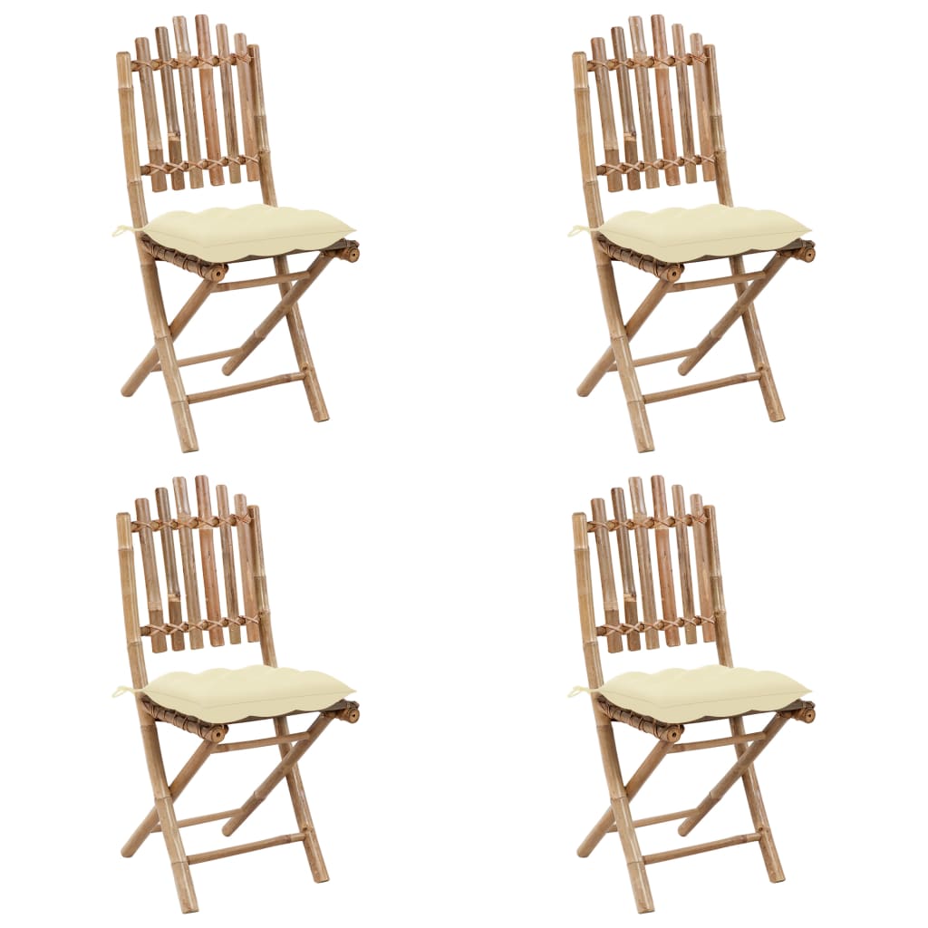 Set mobilier de exterior pliabil, cu perne, 5 piese, bambus GartenMobel Dekor