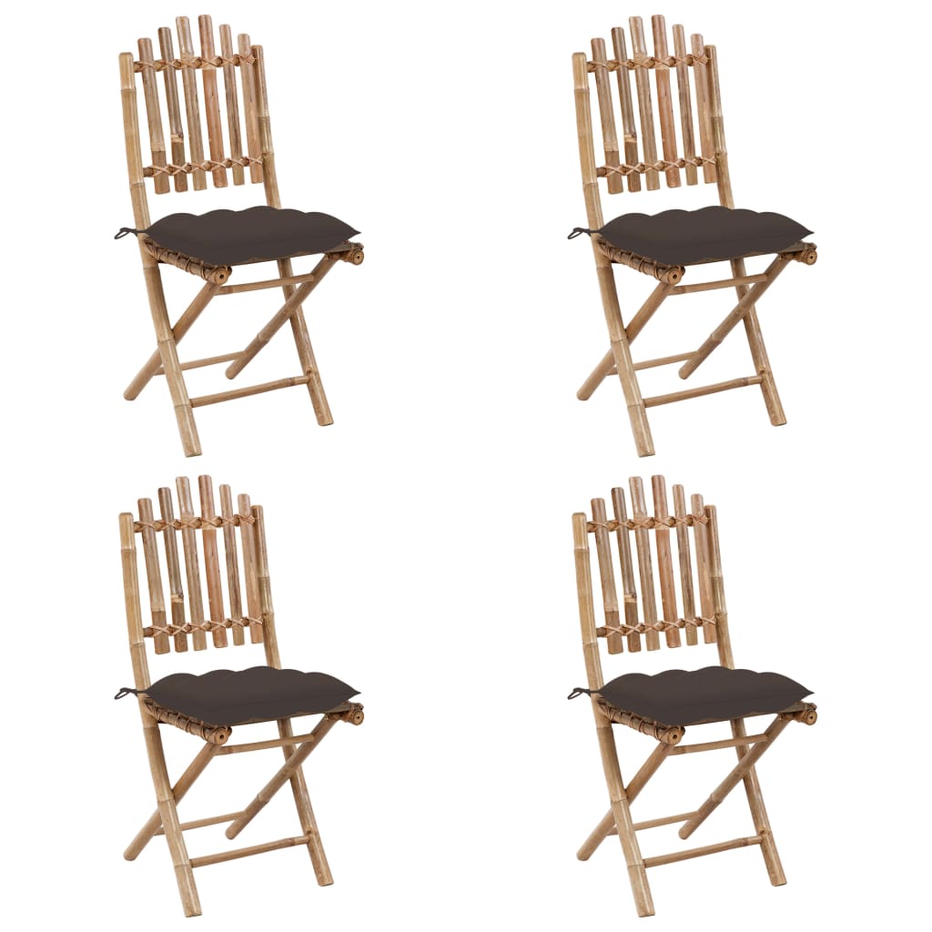 Set mobilier de exterior pliabil, cu perne, 5 piese, bambus GartenMobel Dekor
