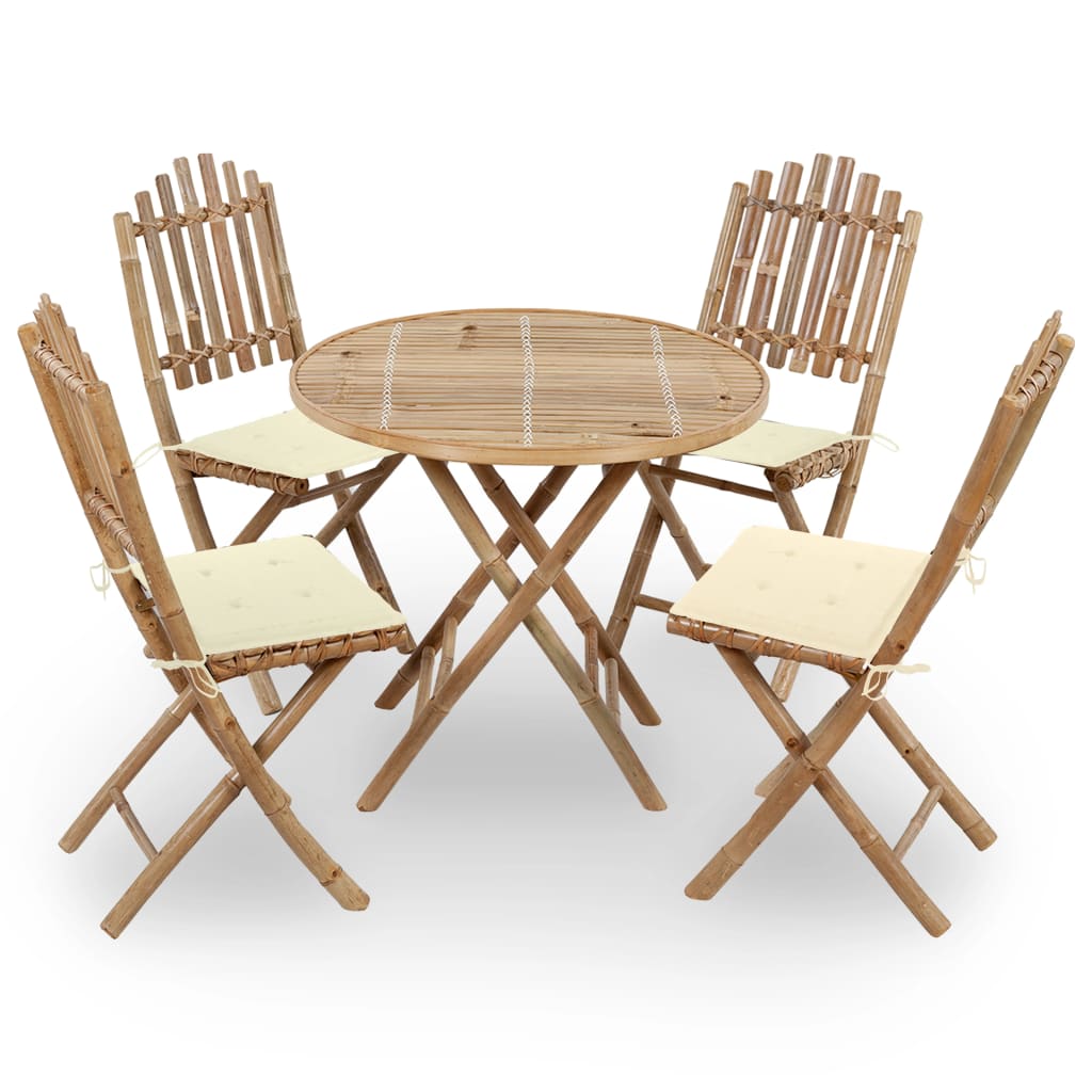 Set mobilier de exterior pliabil, cu perne, 5 piese, bambus GartenMobel Dekor