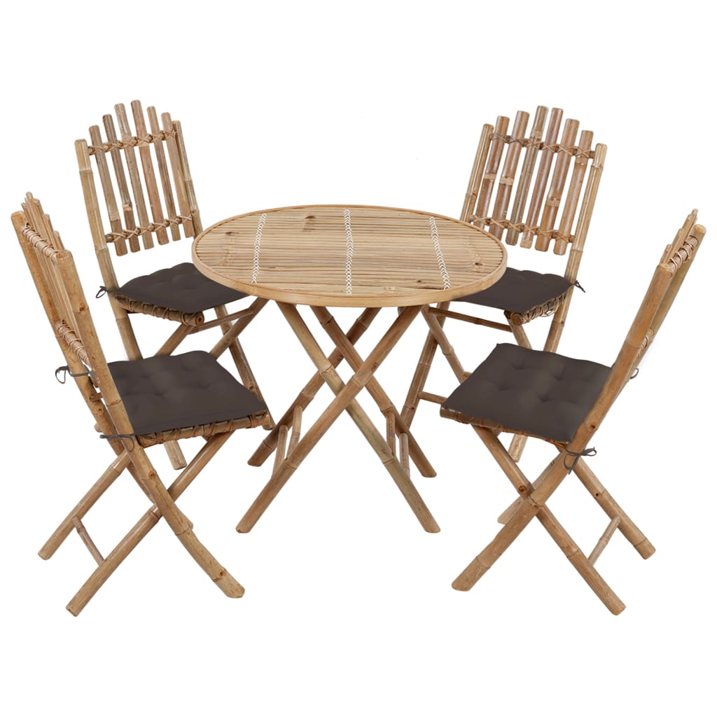 Set mobilier de exterior pliabil, cu perne, 5 piese, bambus GartenMobel Dekor