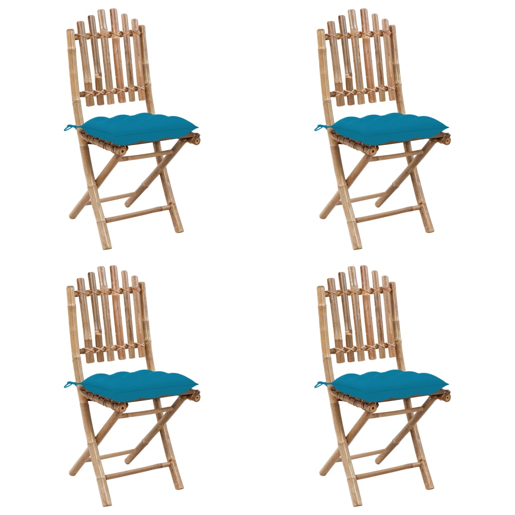 Set mobilier de exterior pliabil, cu perne, 5 piese, bambus GartenMobel Dekor