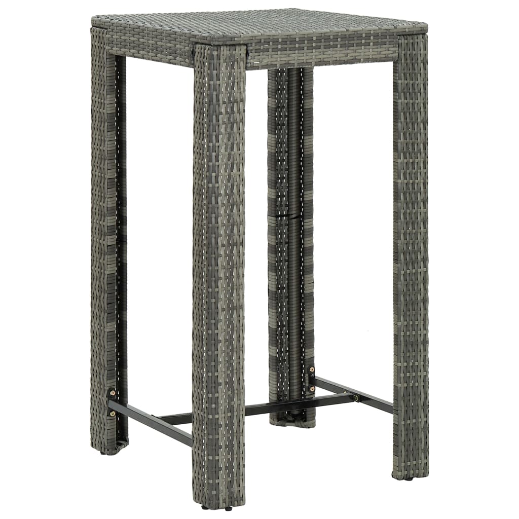 Set mobilier bar de grădină, cu perne, 3 piese, gri, poliratan GartenMobel Dekor