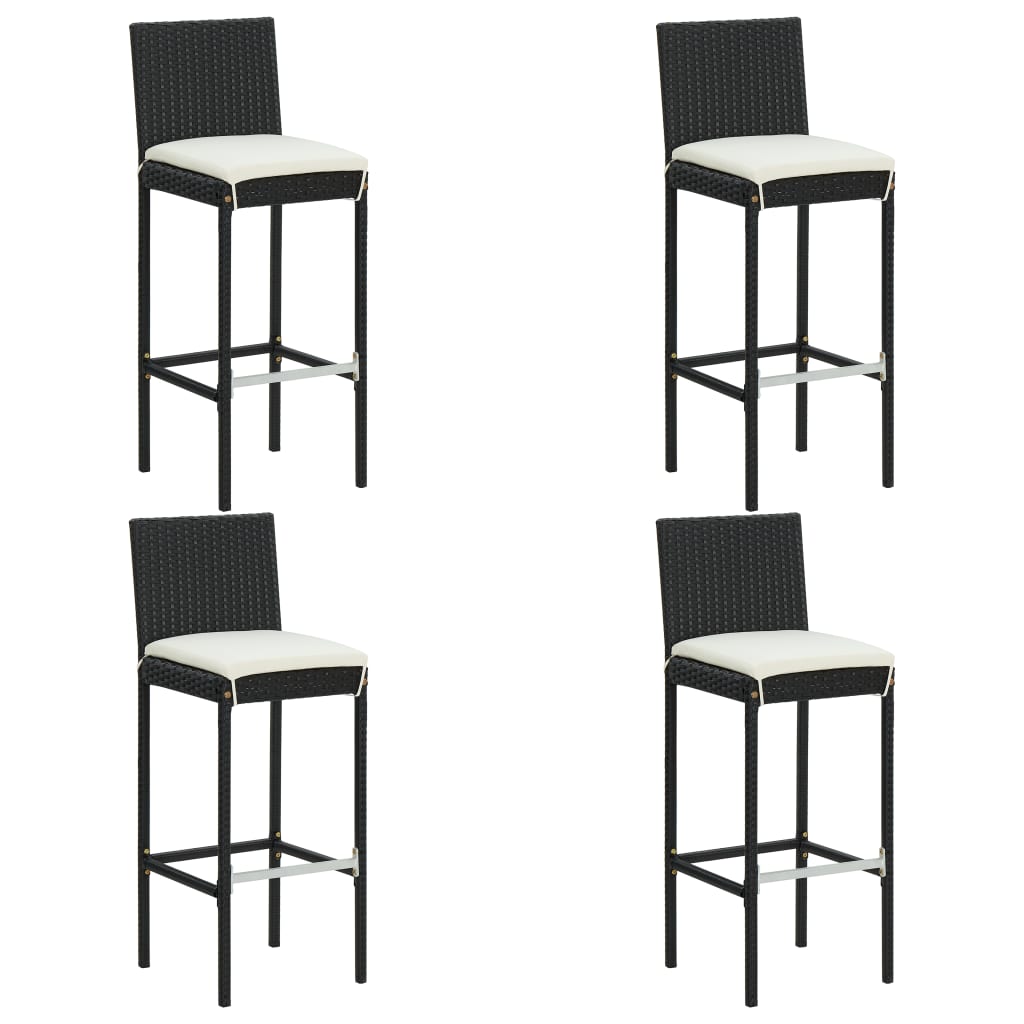 Set mobilier bar de grădină cu perne, 5 piese, negru, poliratan GartenMobel Dekor