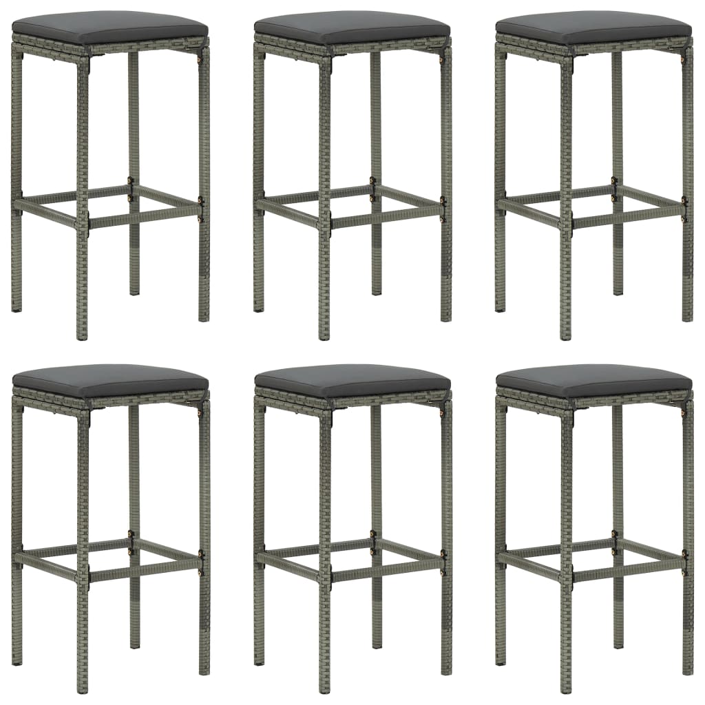 Set mobilier bar de grădină cu perne, 7 piese, gri, poliratan GartenMobel Dekor
