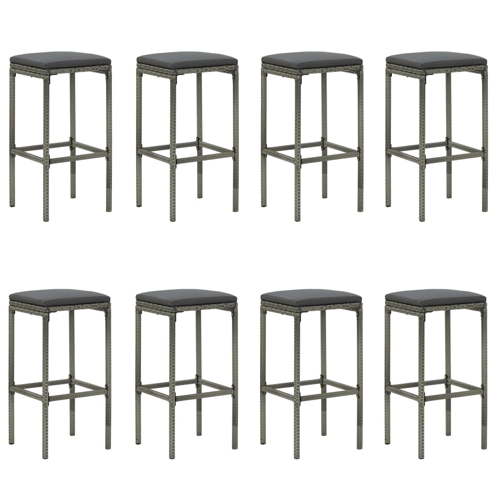 Set mobilier bar de grădină cu perne, 9 piese, gri, poliratan GartenMobel Dekor