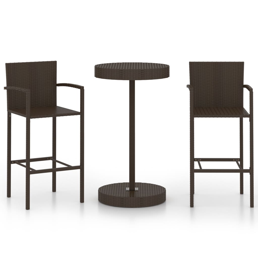 Set mobilier de bar de grădină, 3 piese, maro, poliratan GartenMobel Dekor