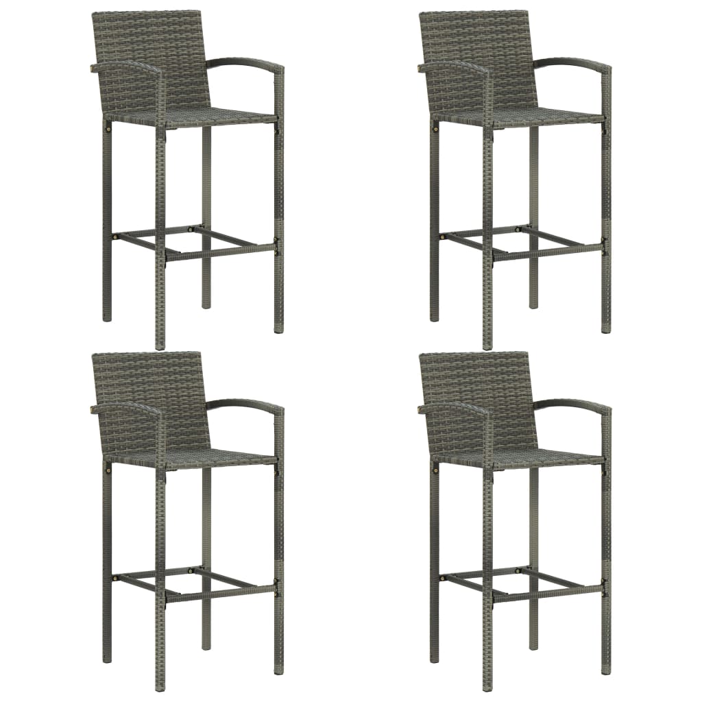 Set bar exterior cu cotieră, 5 piese, gri, poliratan GartenMobel Dekor