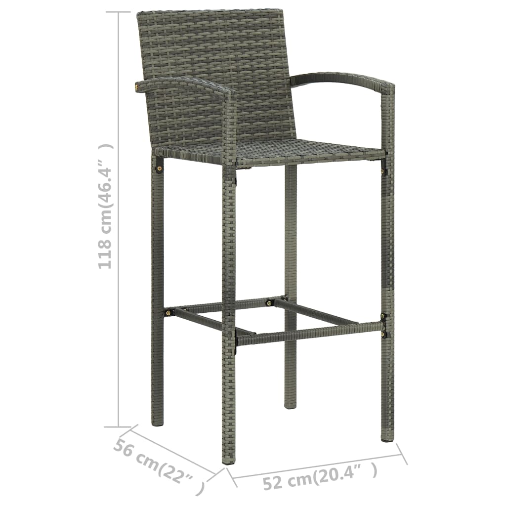 Set bar exterior cu cotieră, 5 piese, gri, poliratan GartenMobel Dekor