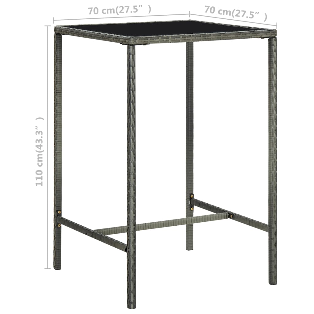 Set mobilier bar de grădină, cu perne, 3 piese, gri, poliratan GartenMobel Dekor