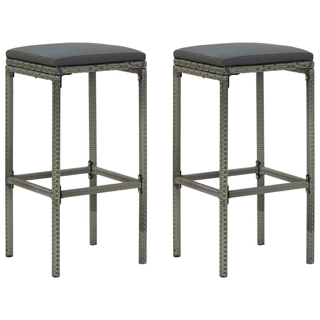 Set mobilier bar de grădină, cu perne, 3 piese, gri, poliratan GartenMobel Dekor
