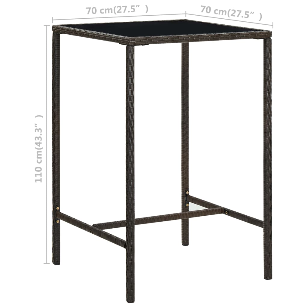 Set mobilier bar de grădină, cu perne, 3 piese, maro, poliratan GartenMobel Dekor
