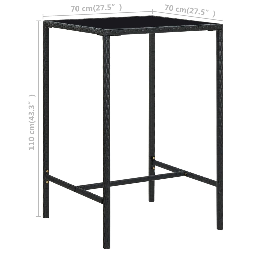 Set mobilier bar de grădină cu perne, 5 piese, negru, poliratan GartenMobel Dekor