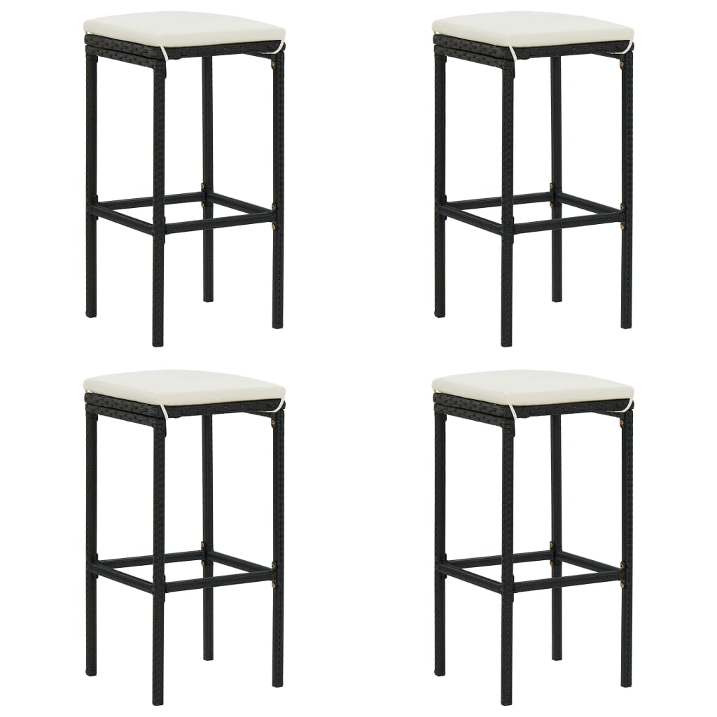 Set mobilier bar de grădină cu perne, 5 piese, negru, poliratan GartenMobel Dekor