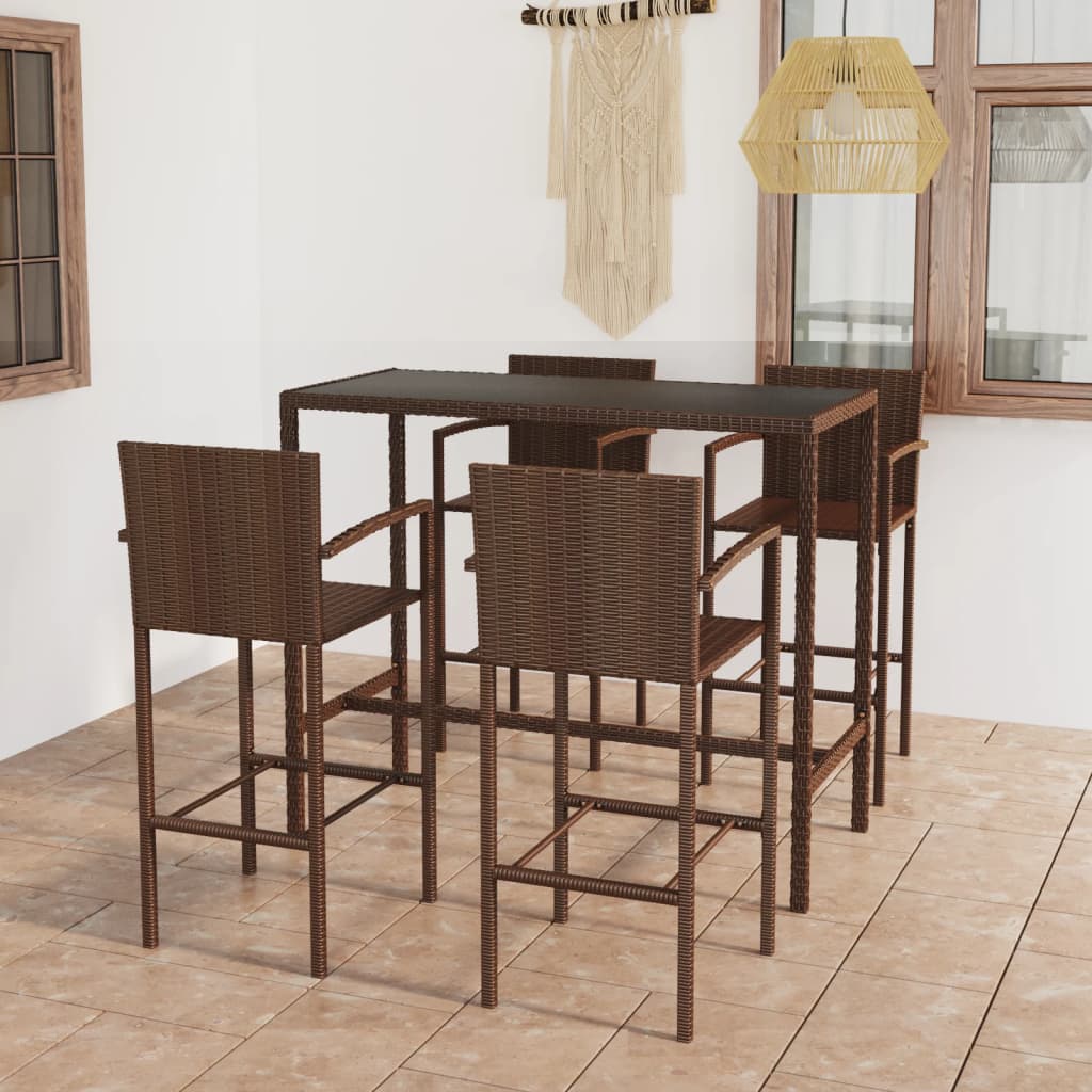 Set mobilier bar de grădină, 5 piese, maro, poliratan GartenMobel Dekor