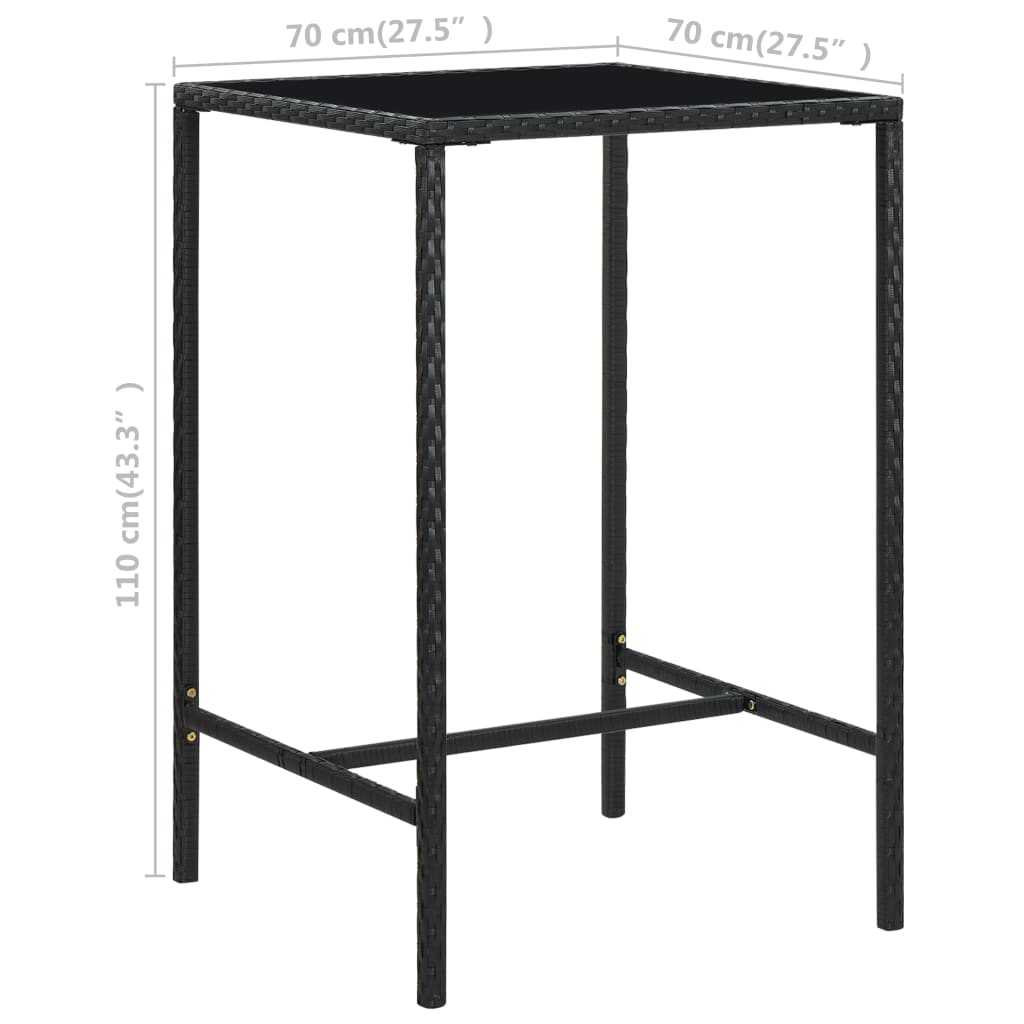 Set mobilier bar de grădină, 5 piese, negru, poliratan GartenMobel Dekor
