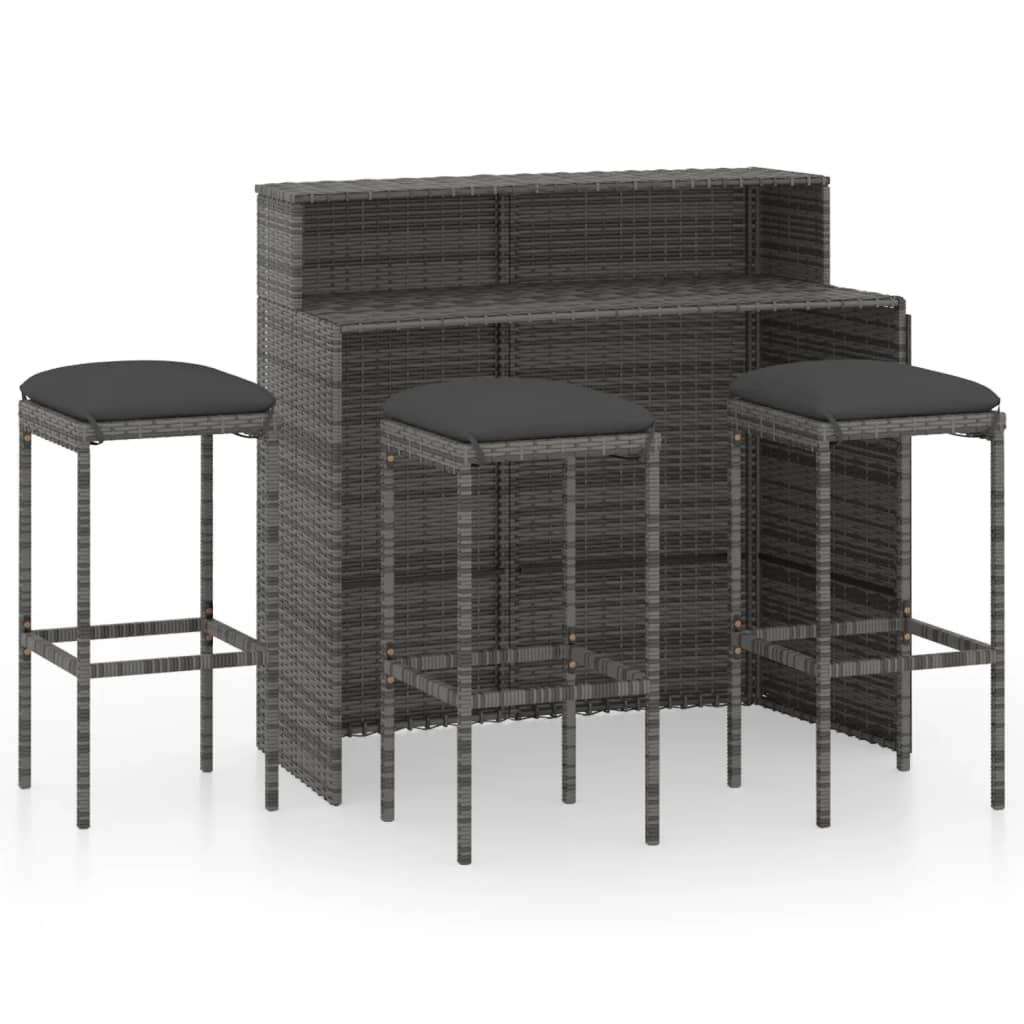 Set mobilier bar de grădină cu perne, 4 piese, gri GartenMobel Dekor