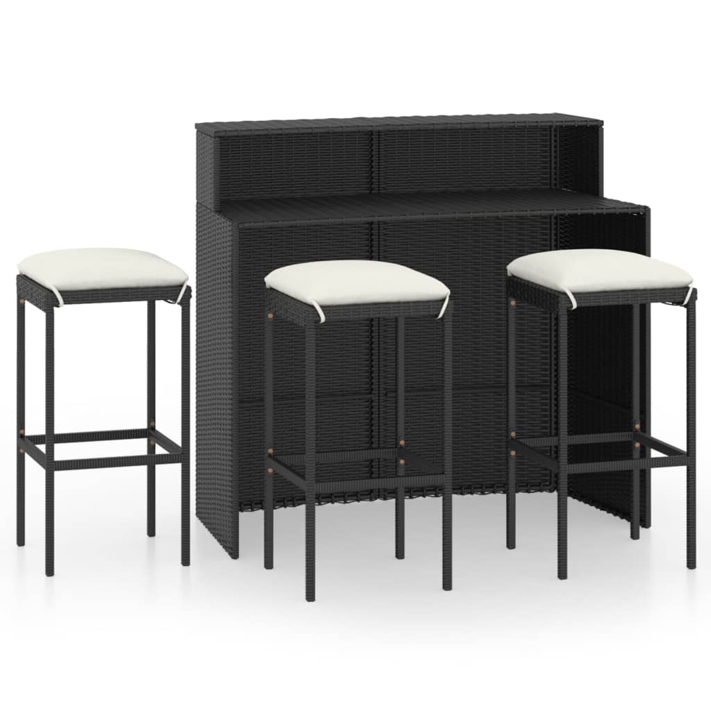 Set mobilier bar de grădină cu perne, 4 piese, negru GartenMobel Dekor